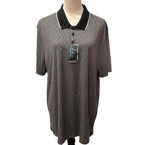 Perry Ellis Polo Shirt Mens M Ink Black Iconic Short Sleeve Button Casual Preppy